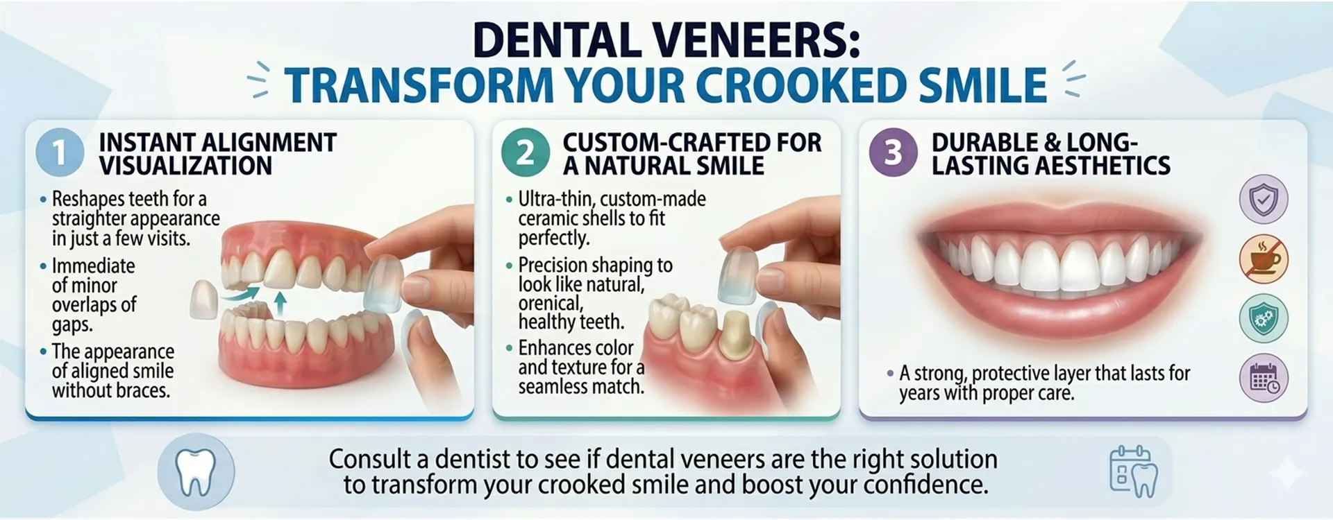 Learn more about dental veneers for crooked teeth.